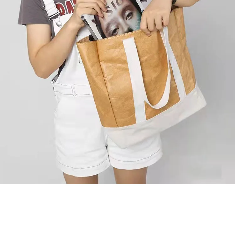 Custom Durable Light Strong Cotton Tyvek Shopping Bags Water-resistant Dupont Canvas Tyvek Tote Bag With Logos manufacture