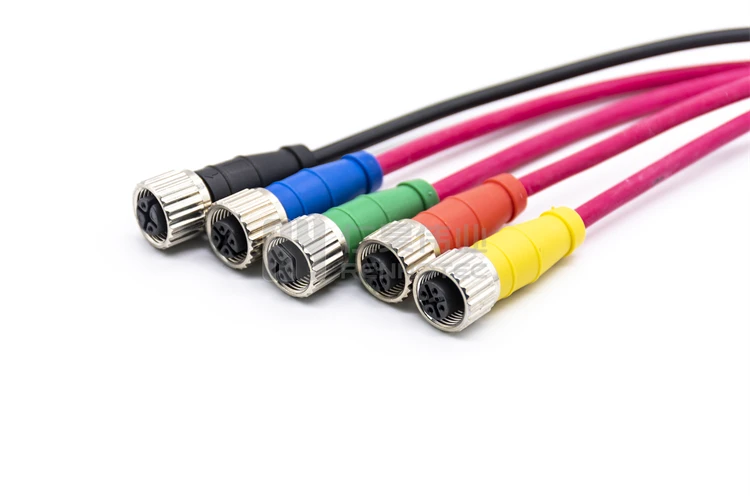 M12 Cable 8pin 8 Pin Circular Connector 8p Pins Female with Wire Shielded Straight Single End PG9 Wireharness