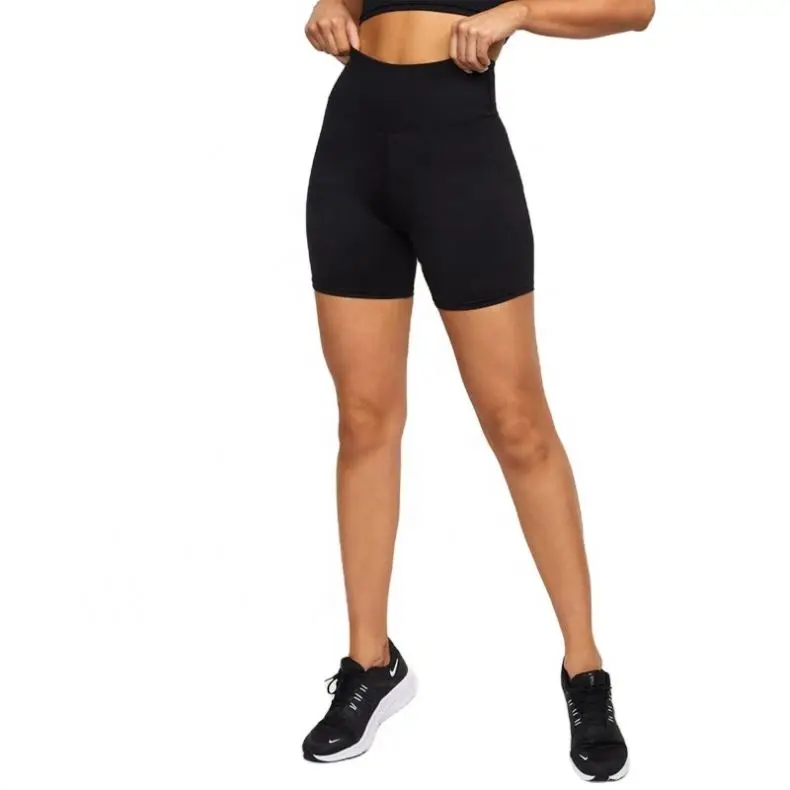 ECBC Workout Wear Sport Bra And Shorts Yoga Set OEM Logo Women's High Waisted Black Biker Cycle Shorts