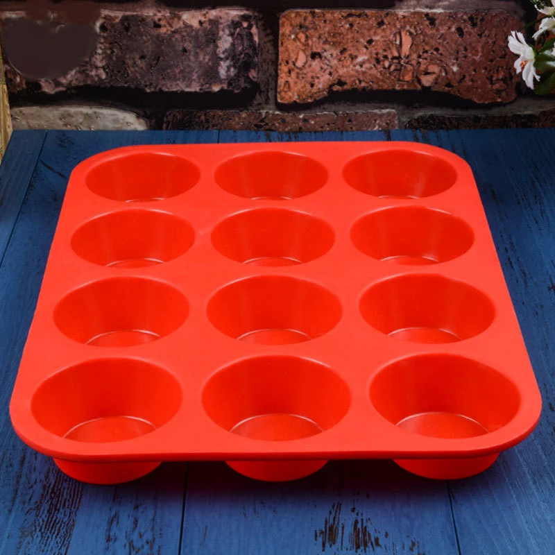 Non-stick 12 Cups Regular Silicone Cupcake Muffin Pan for Making Muffin Cakes Tart Fat Bombs