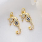Pendant Micro Insert Zircon Hippocampus Charm 14K Gold Plated Sea Horse Charms Pendant