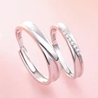 Rings Silver Silverrings Classic Couple Rings Set Adjustable Silver Zircon Diamond