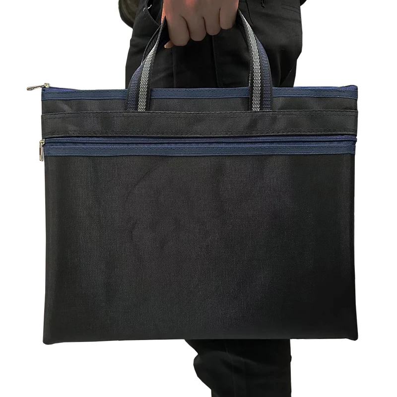 Men's Handheld Business Briefcase Canvas Large Capacity Double Layer Document Bag Archive Data Computer Bag Printable