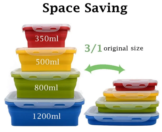 USSE Set of 4 BPA Free Eco-Friendly silicone lunch box