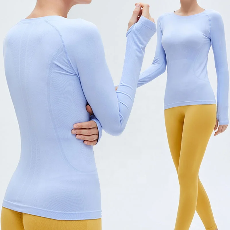 Women Long Sleeve Dry Slim Fit Gym Clothing Fitness T-Shirts Sports Yoga T-Shirt