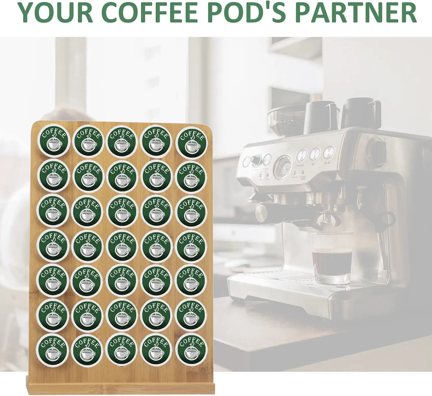 Bamboo Coffee Pods Nespresso Capsule Bean Holder Organizer Storage Box Stand Drawer