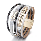 Pearl Leather Fashion Infinity Charm Ladies Hollow Copper Tube Pearl Multilayer Leather Bracelets For Woman