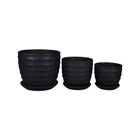Black Pot Black Planter Pot High Quality Embossed Design Table Decorative Black Modern Succulent Ceramic Planter Pot