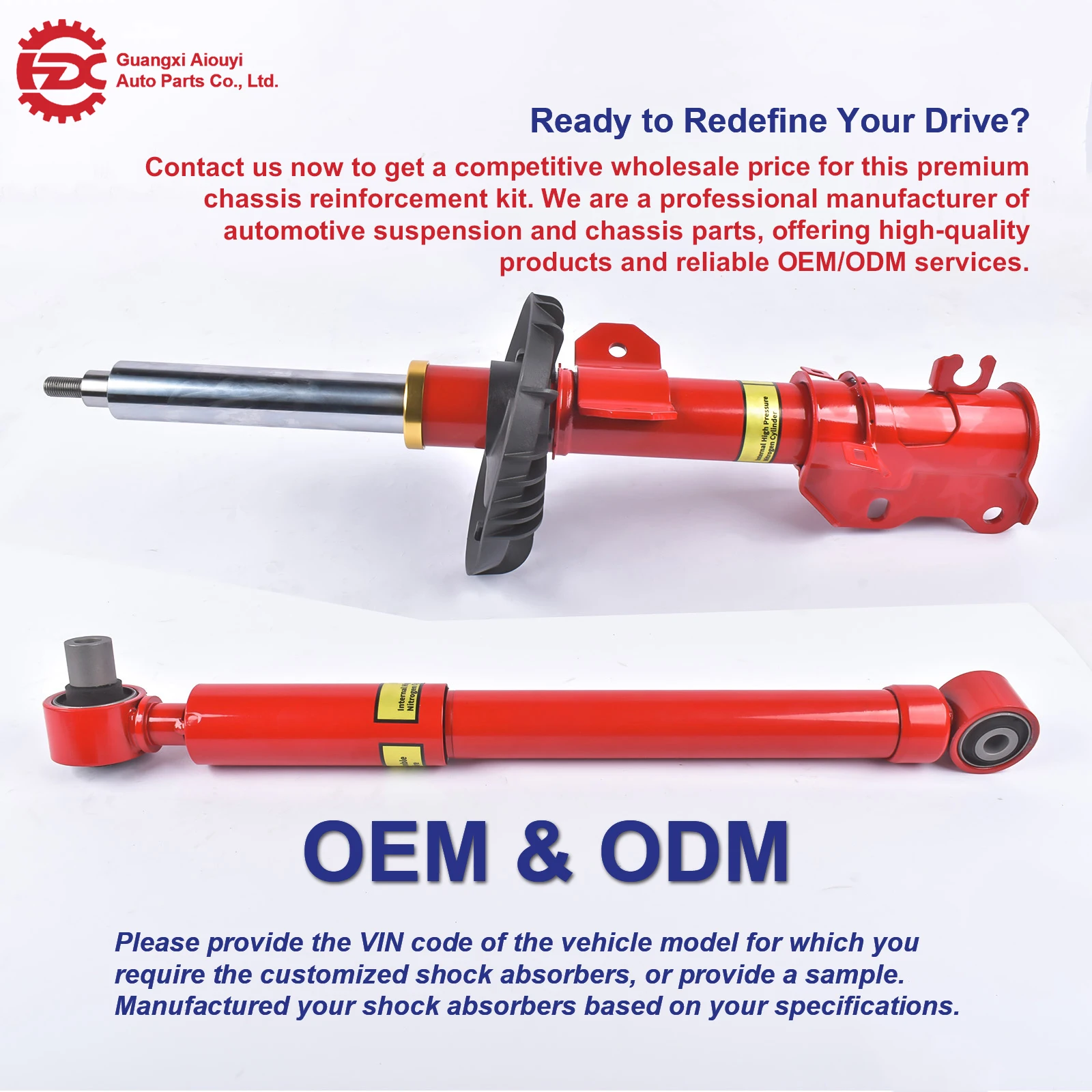 product customized nitrogen gas shock absorber monotube shock absorber for japanese korean american european cars-1