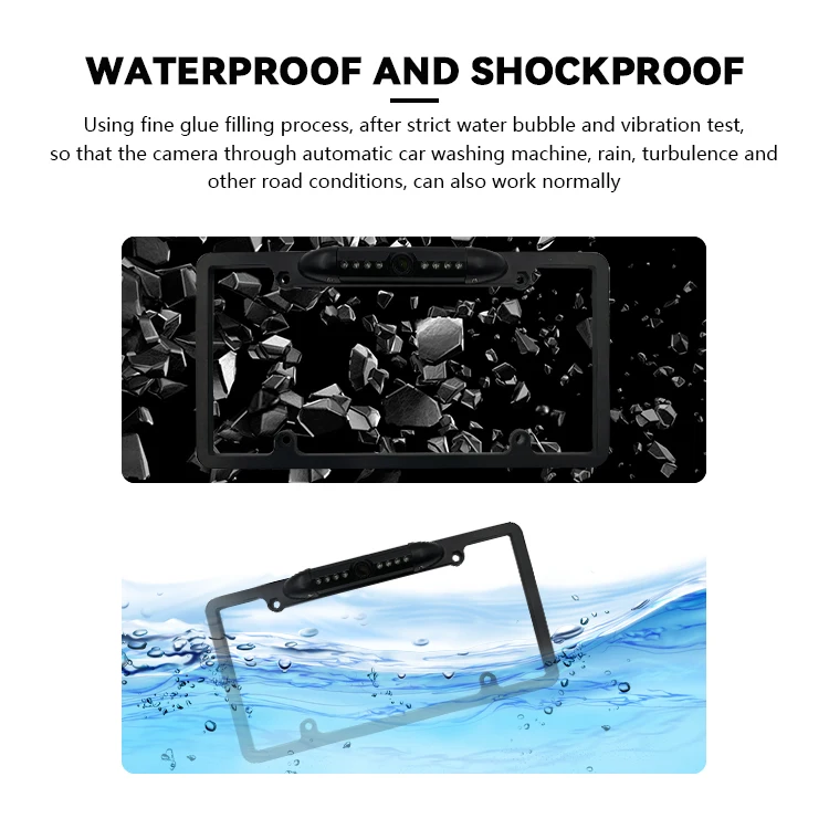 Wemaer Car Reverse Camera US License Plate Ahd Dynamic Trajectory Reference Moving Parking Line Guidline Backup Camera factory