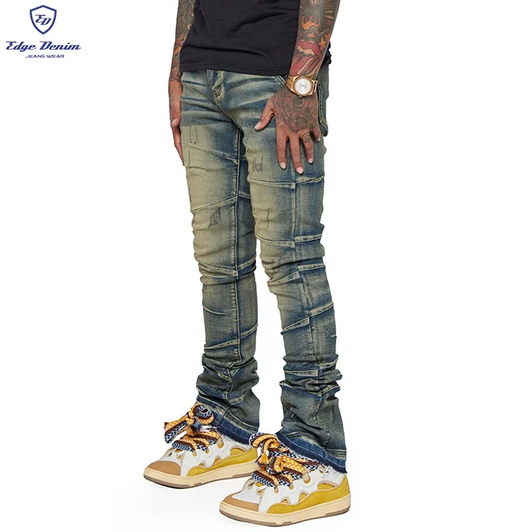 Edge Denim Manufacturers High Quality Hip Hop Custom Vintage Wash