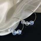 Gold Plated Earrings Vershal Elegant Gold Plated Big Hoop Crystal C Shape Earrings For Women