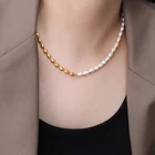 Gold Bead Gold Filled Stainless Steel Bead Ball Chain Stitching Pearl Personality Jewelry Necklace