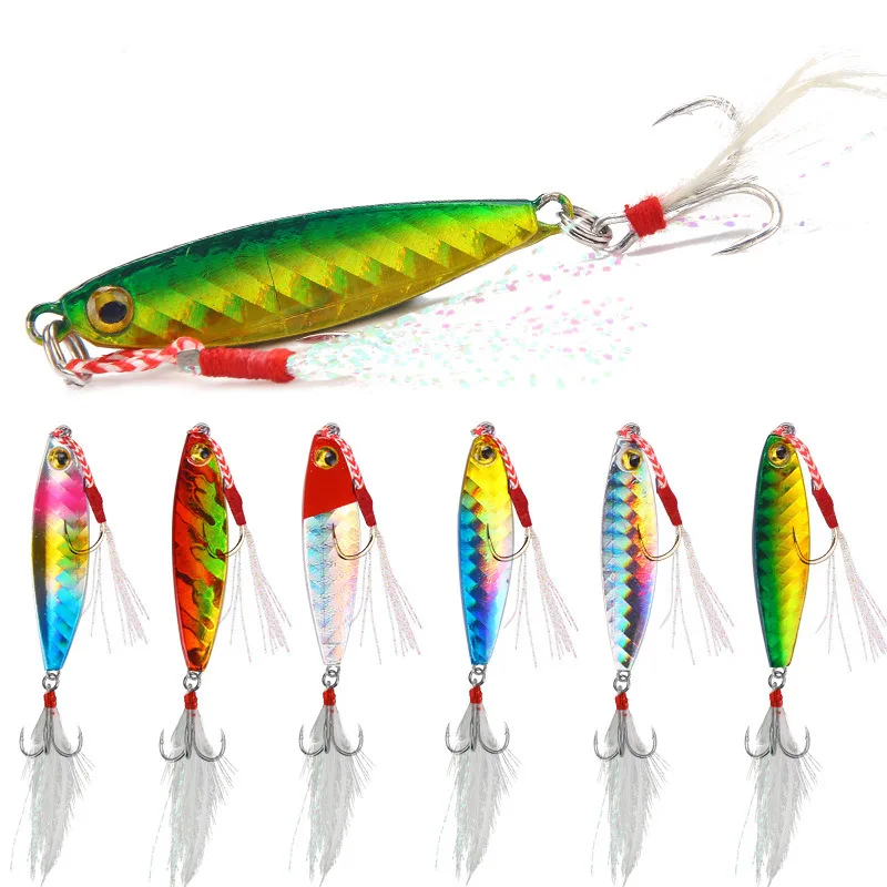 7g-30g Lead Casting Spinning Baits Feather Metal Fishing Lures Jig Bait 