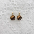 Earrings Alloy Original Design Women Earrings Geometric Large Round Custom Wooden Earrings Alloy Inlaid Wood Jewelry