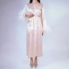 Pajamas OEM Custom 2021 Silk Robe Sexy Lingerie Women Sleep Wear Ladies Night Wear 2 Pieces Dress Silk Pajamas Set