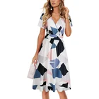 Custom Spring Summer Breathable Long Sleeve Casual Dress Women Knee Length Floral Dress For Daily Leisure Outing
