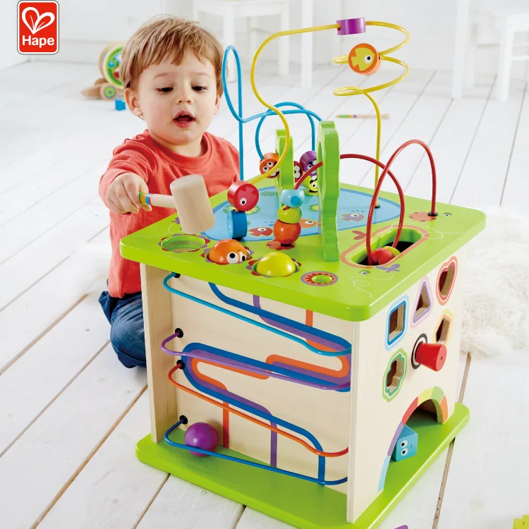 wooden activity play box