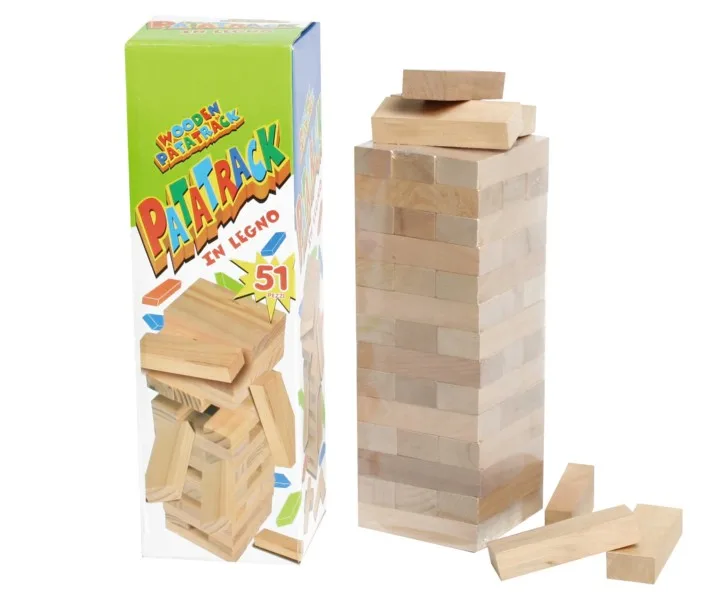 54 PCS  Wooden Blocks with Customized Words  Painted Tumbling Timber Tower for Adults Night Party Game