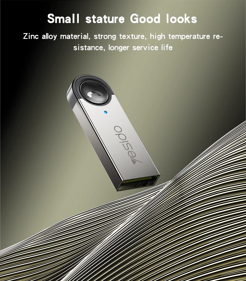 YAU81 Yesido Zinc Alloy Low Latency 8-meter Stable Transmission Built-in Microphone Car USB BT Receiver