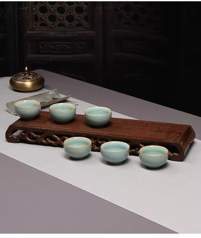 product factory wholesale longquan celadon ice cracked porcelain kung fu single tea set classic design ceramic tasting cup231-10