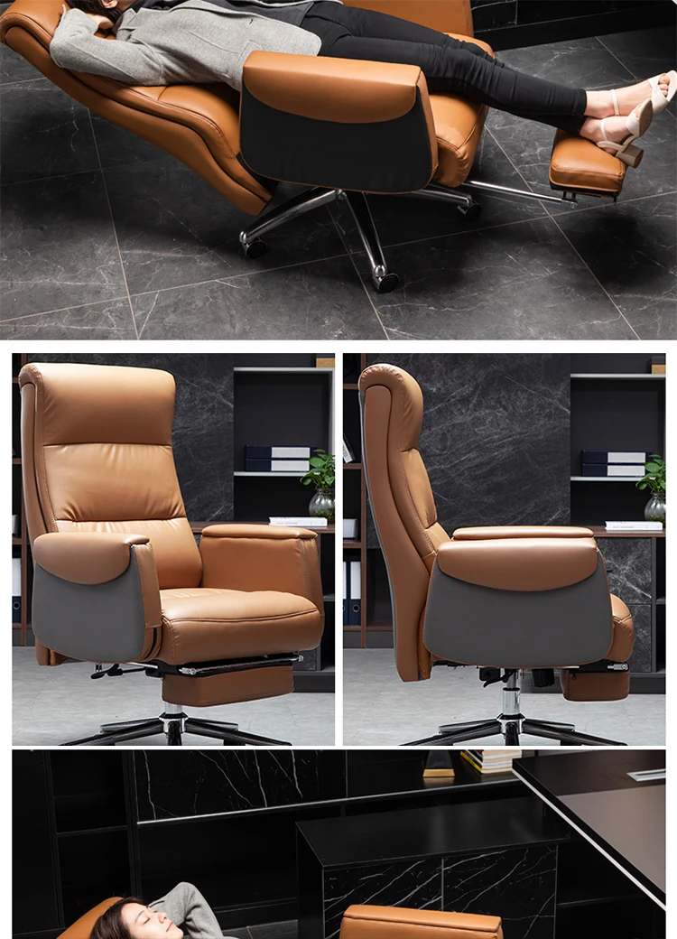 HRZ- Big and Tall Executive Office Chair with Wood Accents Adjustable High Back Ergonomic Lumbar Support, Bonded Leather