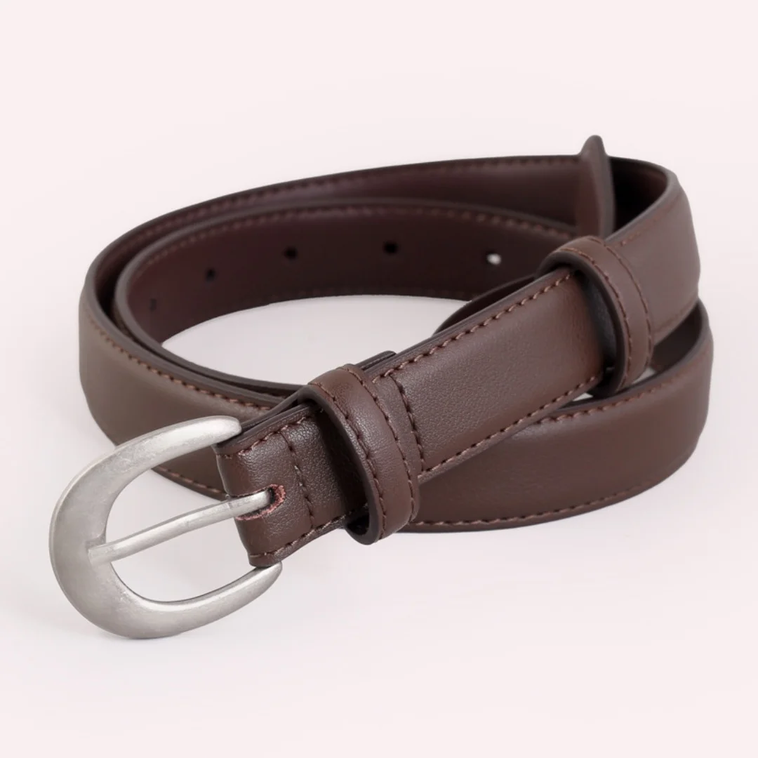 Simple Genuine Cow Hide Alloy Buckle Women's Belt Classic Trendy Wear-resistant Daily Wear Business Casual