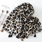 Fashion Viscose Scarf 2021 Fashion Women Digital Print Leopard Shawl Muslim Polyester Viscose Cotton Scarf For Women