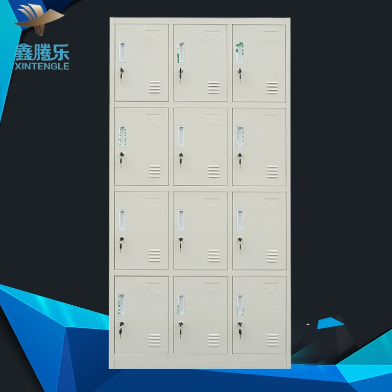 Factory compartments cabinet wardrobe door hot sale 12 doors steel metal gym iron locker cabinet