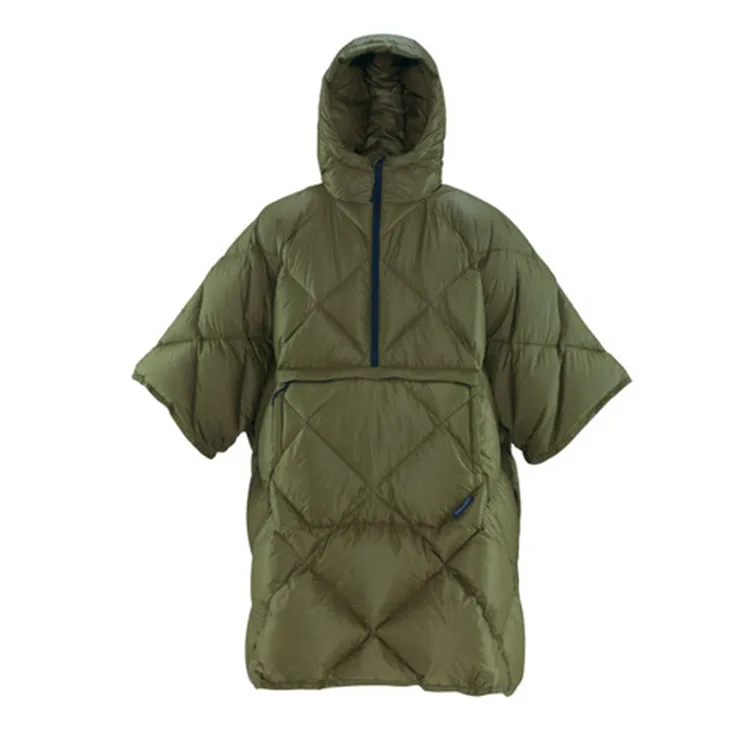 packable travel/picnic poncho coat waterproof wearable camping blanket puffy poncho with hood