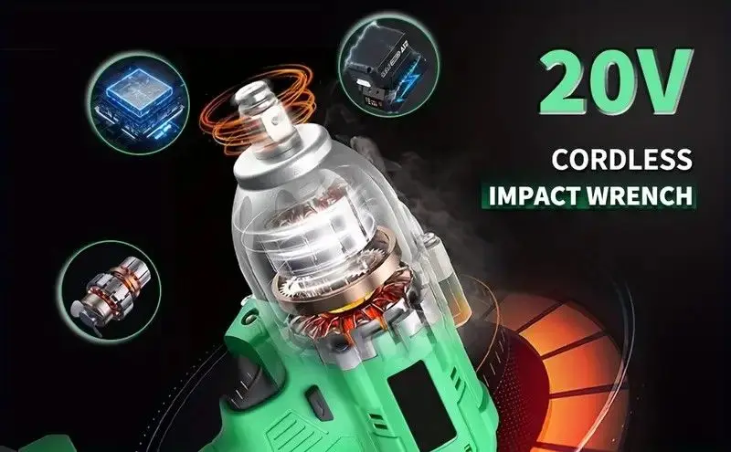 20V Cordless Impact Wrench, Max Torque 320nm, Electric Wrench Drill for Car