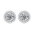 Round Diamond Earrings Earrings Deluxe Round Bag S925 Silver Mosan Pink Diamond Silver Earrings