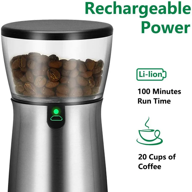 portable electric coffee grinder professional stainless steel burr electric mini USB rechargeable coffee been grinder