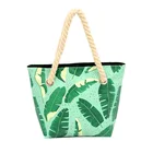 Leather Bag Leatherleather 2021 New Design Flower Print PU Leather Beach Rope Handle Tote Bag With Zipper