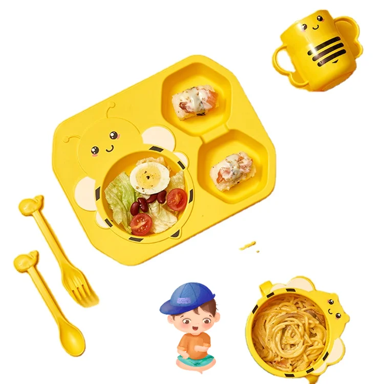 Online Hot Sale Eco-friendly Chinese New Product PP Baby Bowl Tableware Children Kids Cutlery Sets Dinner Baby Feeding Set