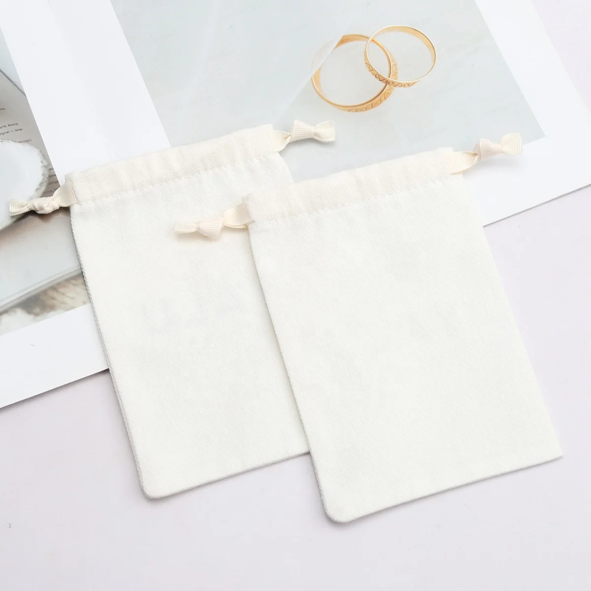 High Quality White Cotto Twill Sachet Soap Bag Eco-Friendly Drawstring Muslin Cotton Dust Pouch