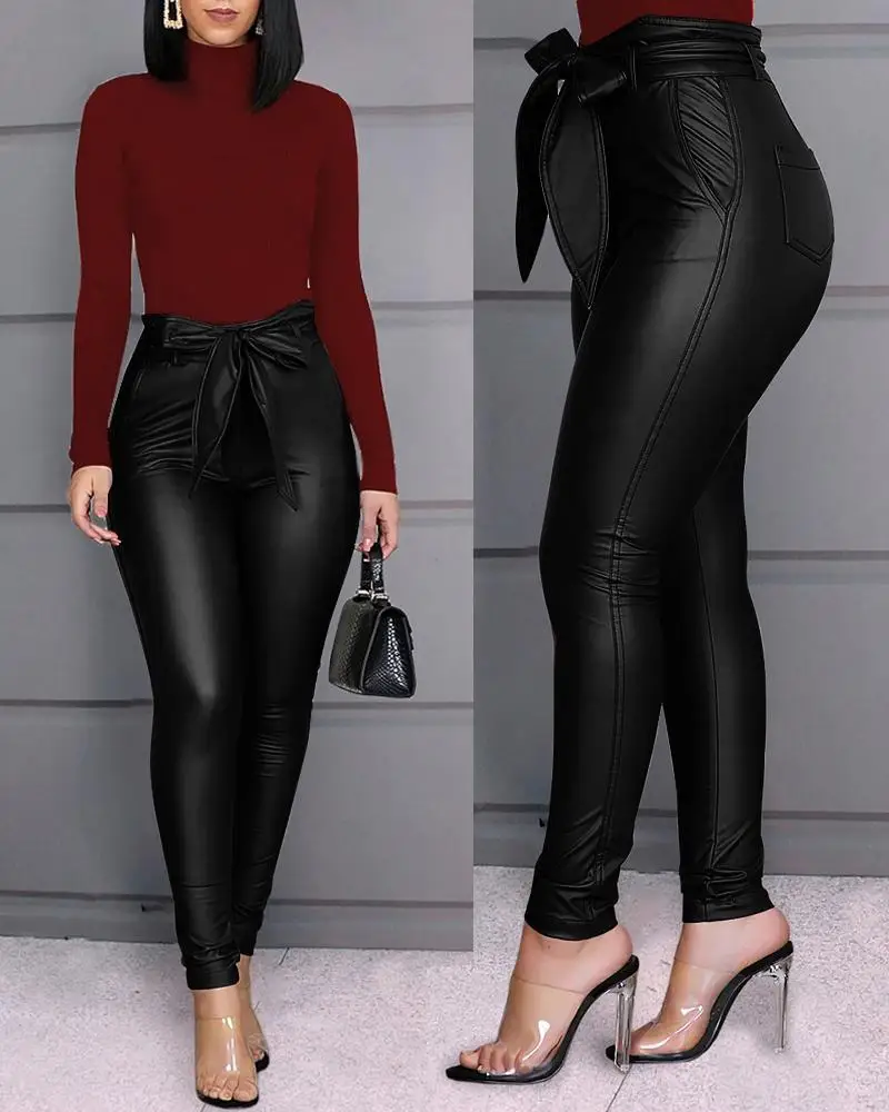 leather pants with belt