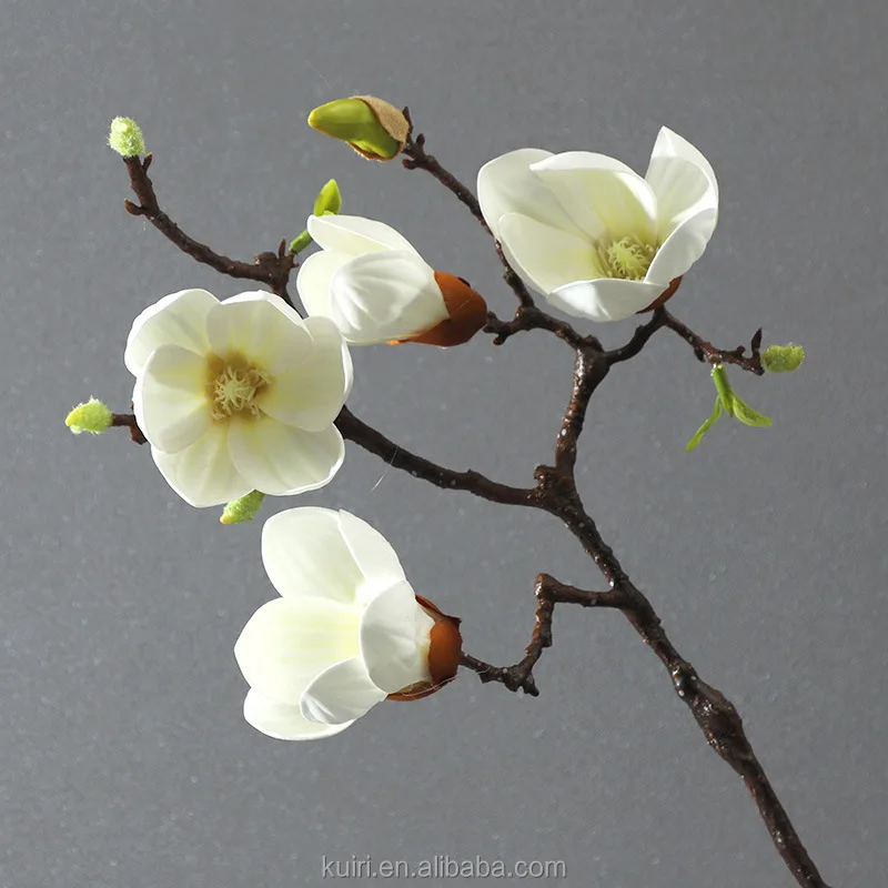 White Blush Pink Artificial Blossom Magnolia Flower For Wedding Table