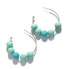 Earrings Big Wholesale Fashion Macaron Blue Beads Earrings Big C Hoop Eardrop