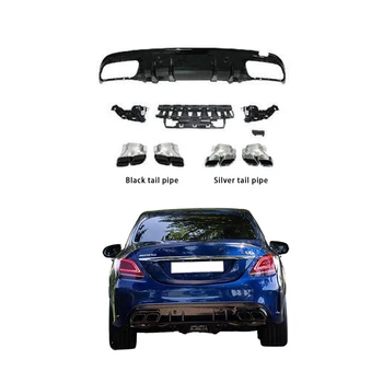 PP Facelift Front Rear Bumper Diffuser Body Kits For Mercedes Benz W205 Modified To 2019 C63 Amg Rear Diffuser