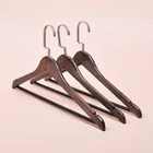 Hook Hanger For Brown Wooden Flat Hook Coat Clothes Hanger With PVC Bar For Shop