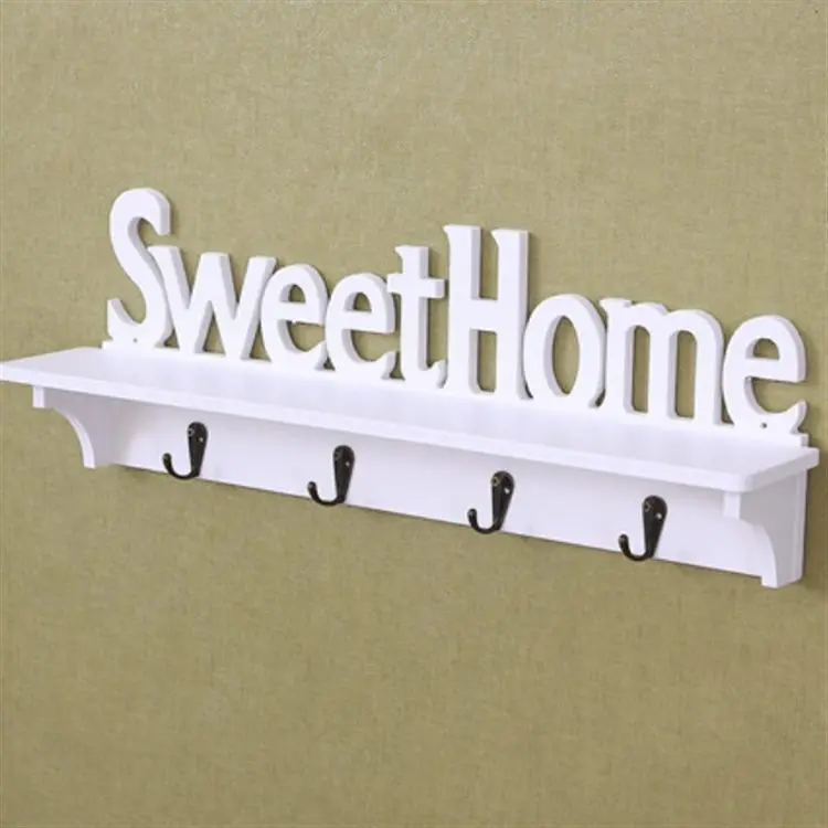Sweet Home Creative living room bedroom Home Decoration Clothes hat hook Wall hanging wooden Storage Shelf Hook