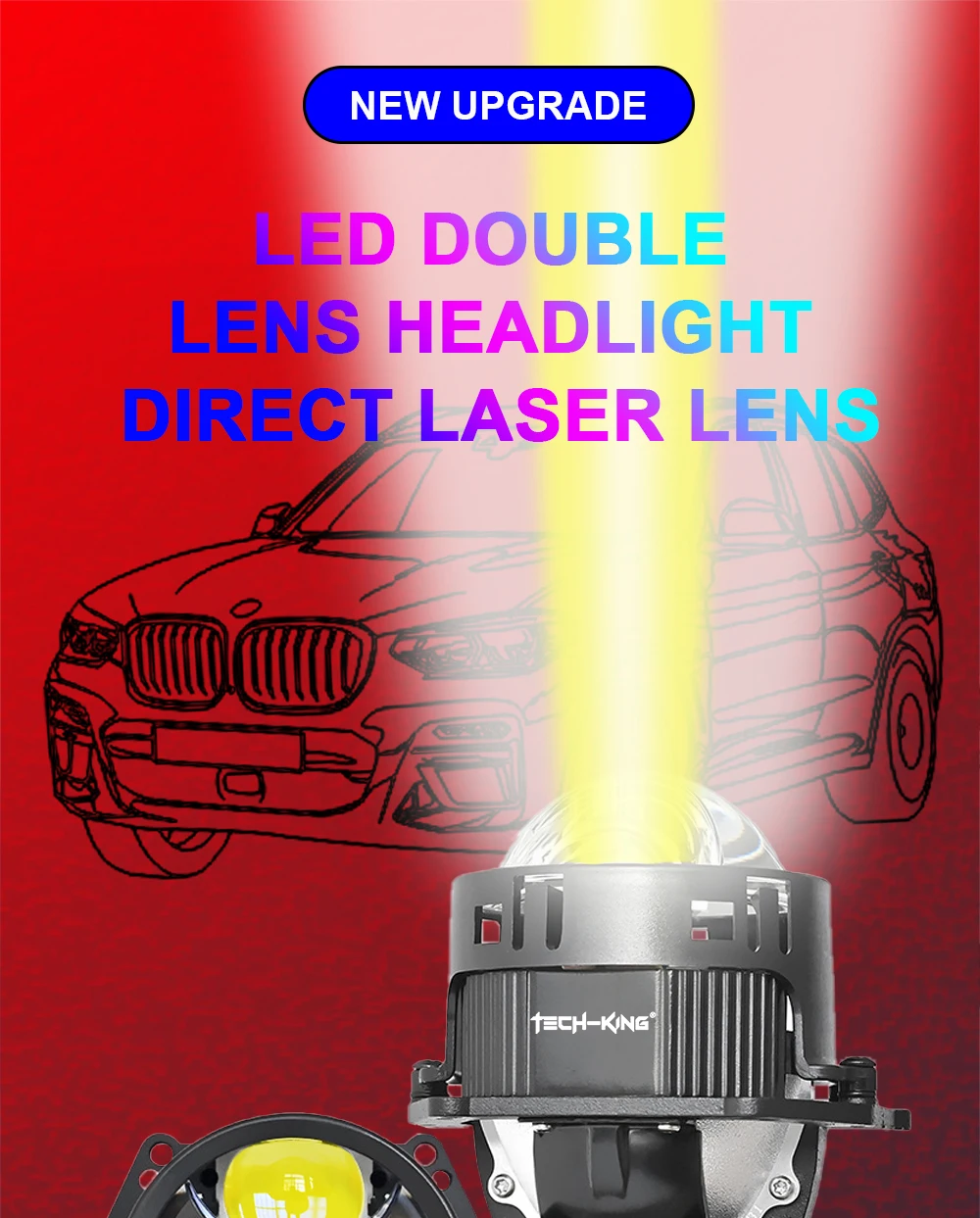 TECH-KING M5 intelligent LED dual optical lens high power LED lens universal LED headlamp lens high power bi-led projector
