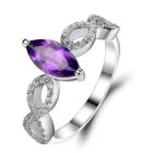 Wedding Ring Rings Dark Purple Amethyst Horse Eye Shape 925 Sterling Silver Wedding Ring