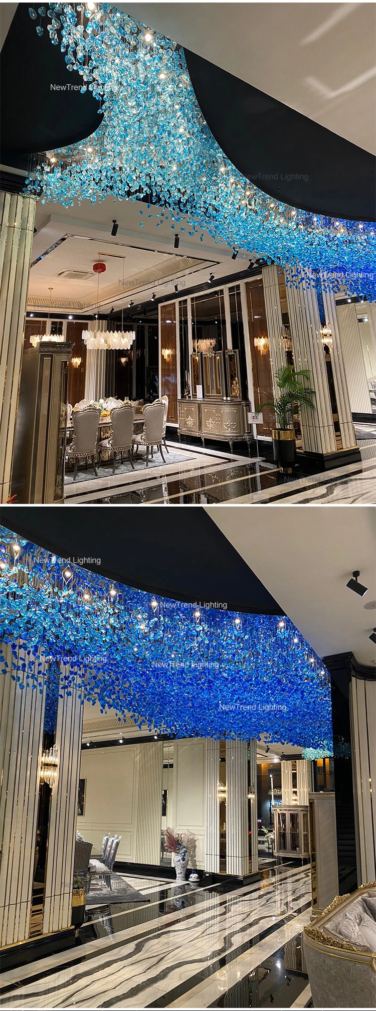 CPL-08 Modern Hotel Lobby Villa Decoration Large Project Luxury LED Glass Custom Chandelier supplier