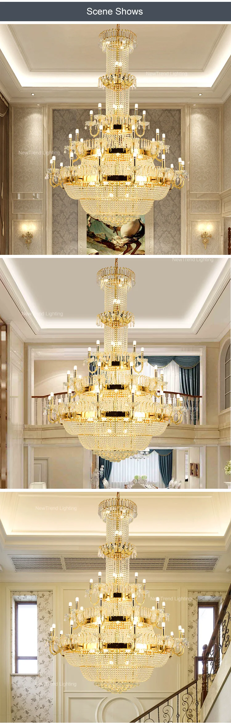 CPL-152 Luxury Style Residential Decoration Chandelier Hotel Villa Church Custom Crystal LED Pendant Lamp details