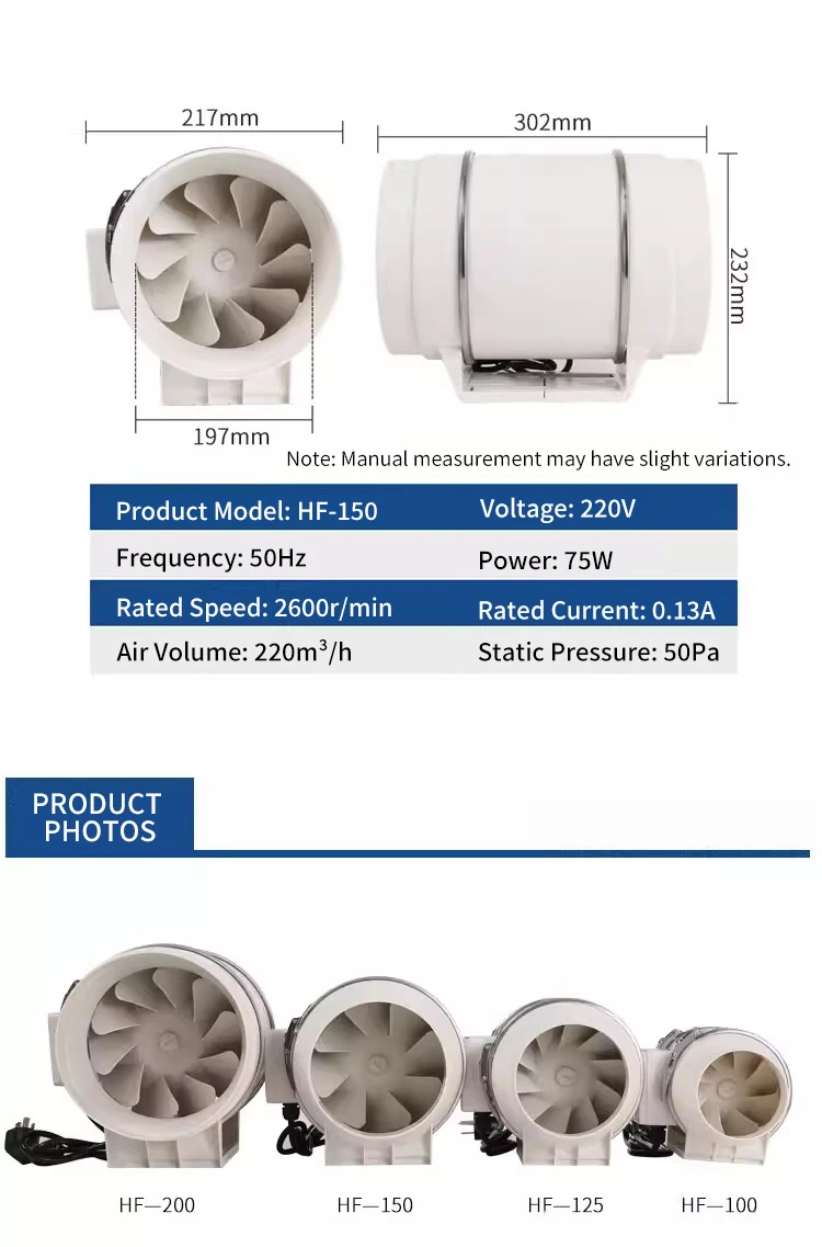 Mixed-flow Booster Duct Fan, 220V, Plastic - detail 16