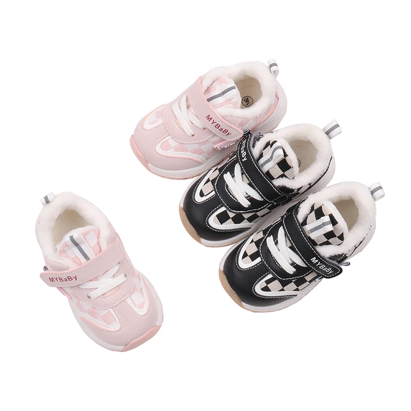 Children's Shoes Autumn and Winter Plus Cashmere Warm Comfortable Casual Fashion Walking Kids Shoes supplier