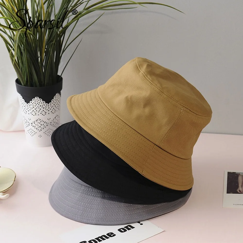 Sparsil Unisex Summer Foldable Bucket Hat Women Outdoor Sunscreen Cotton Fishing Hunting Men Basin Chapeau Sun Prevent Hats