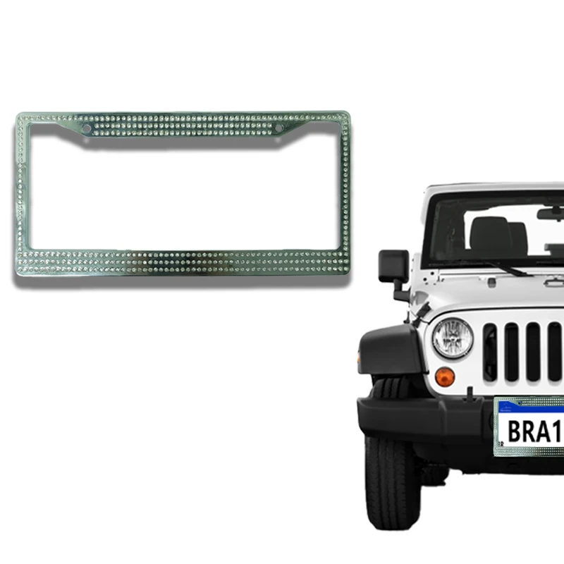 Diamond Bling Glitter Crystal Rhinestone Metal USA Car License Plate Frame factory